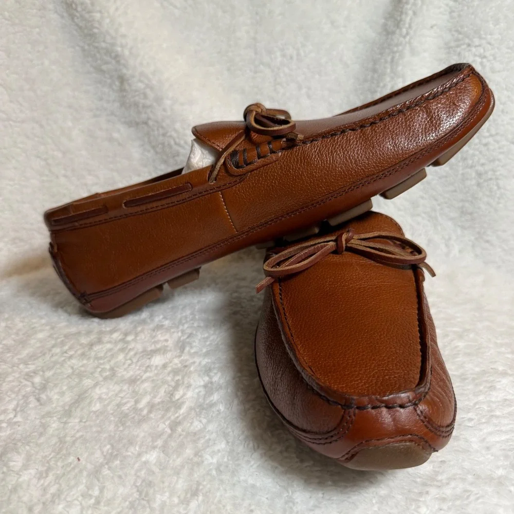 Johnston & Murphy Damon Mahogany Italian Calfskin‎ Driver Loafers Mens 8.5M